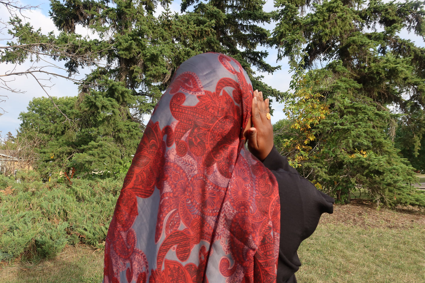 Red Paisley Hijab