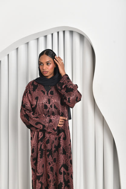 Dark Paisley Dirac Abaya Set