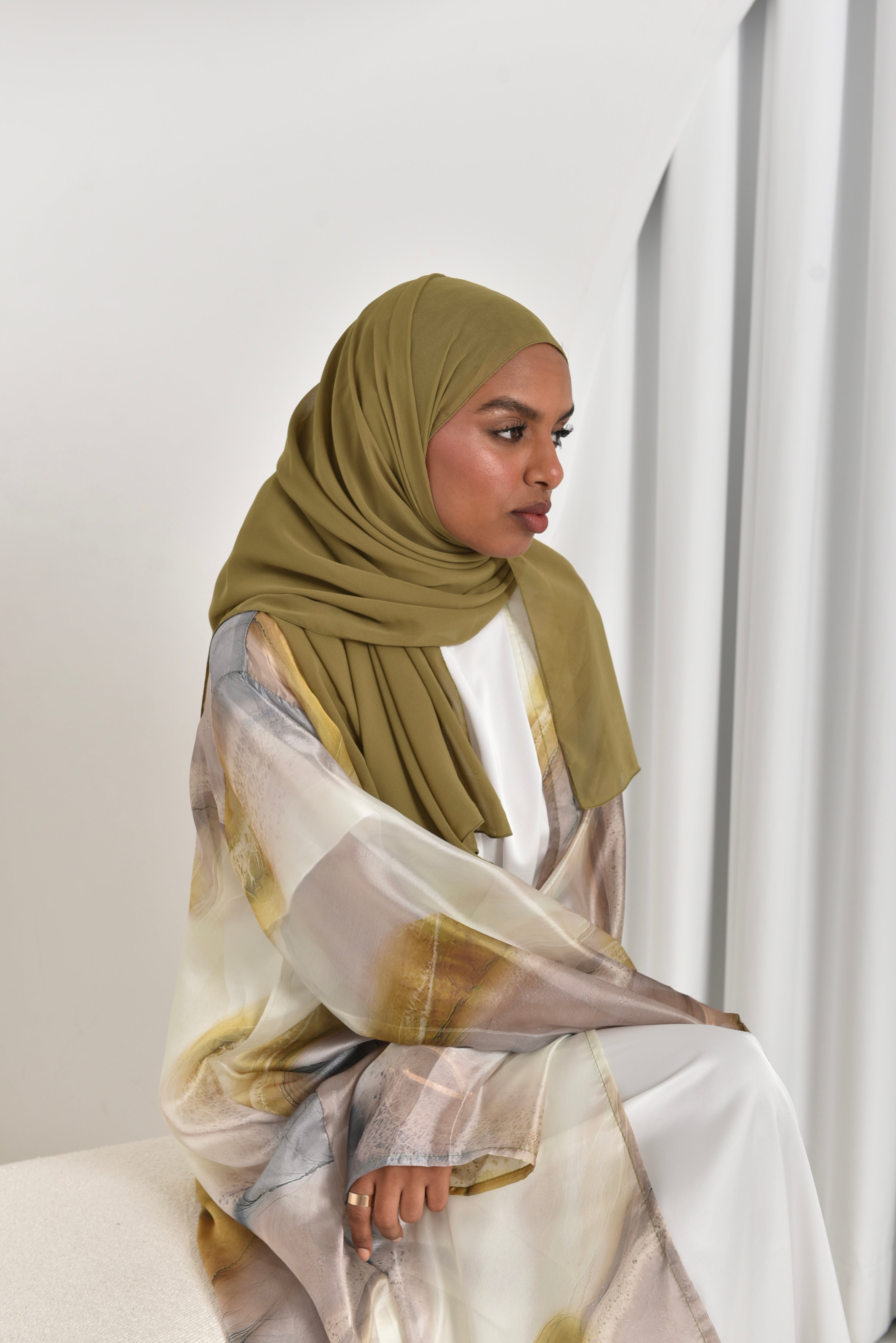 Green Yellow Abaya Set